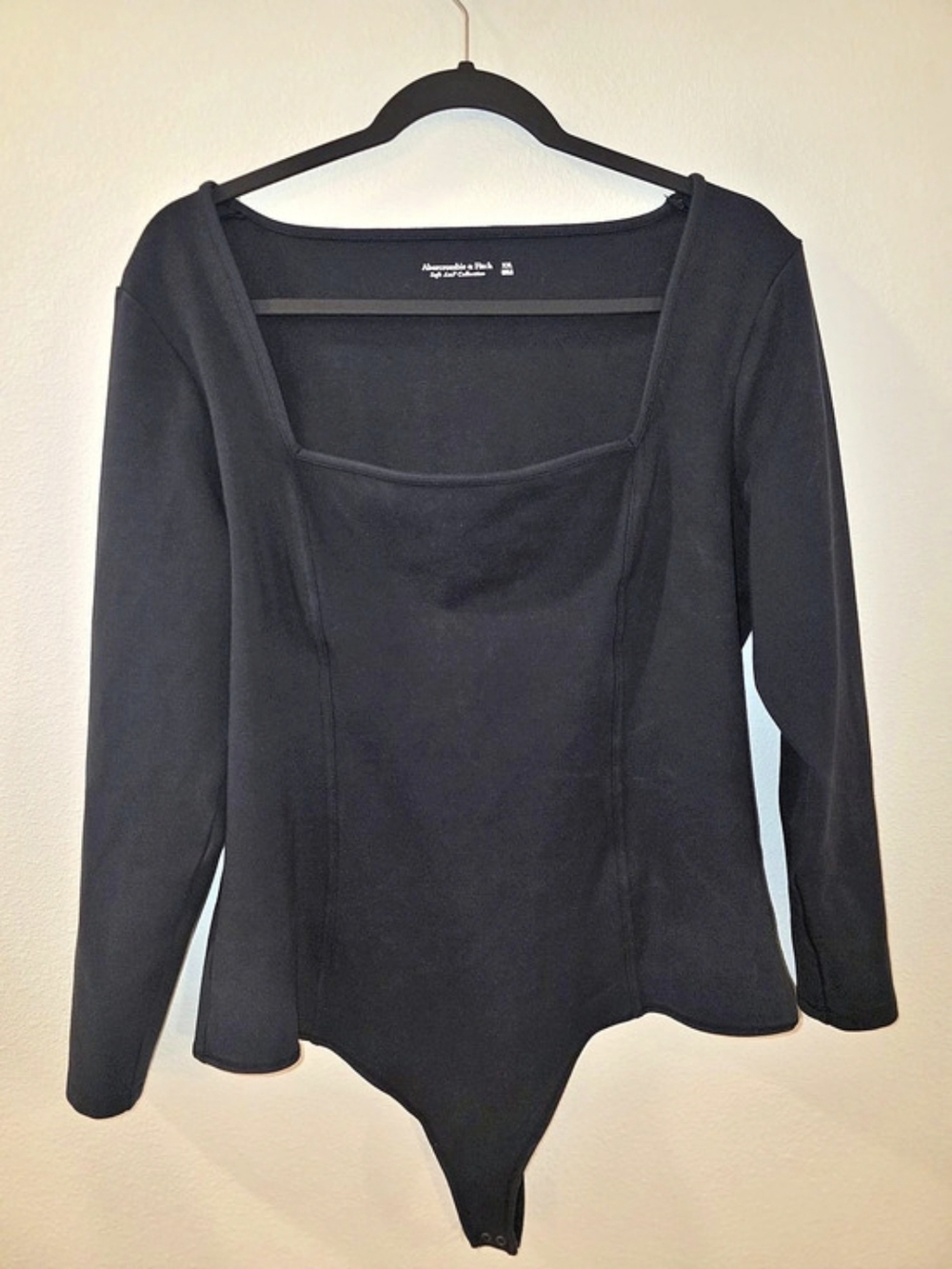 Abercrombie & Fitch Black Square Neck Long Sleeve Bodysuit